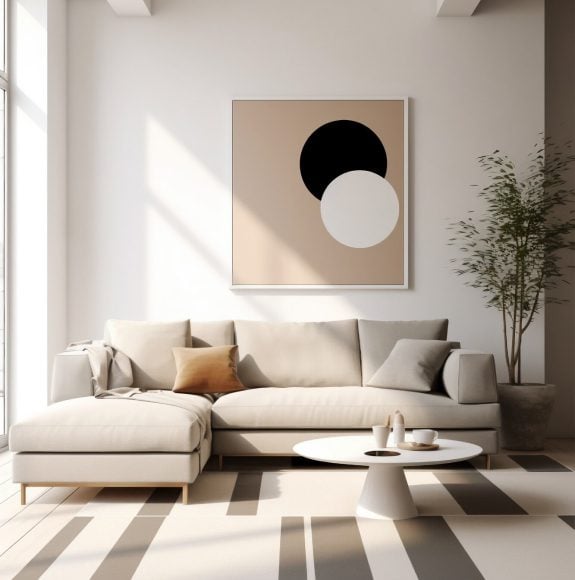 Clean modern living room with sofa